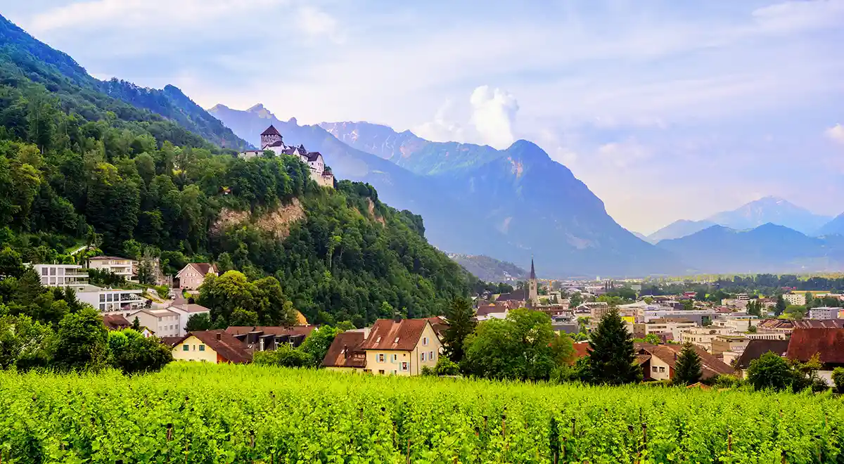 Vaduz town, panoramic view of the capital of Liechtenstein